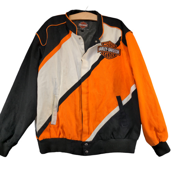 Harley-Davidson Men's Motorcycle Jacket XL Multicolor Cotton Lined Snap Closure - Picture 1 of 16